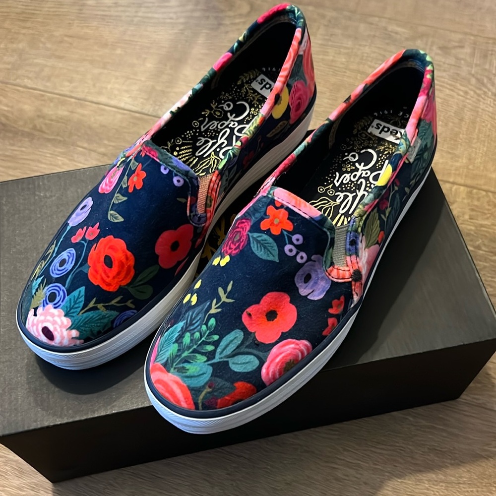 Rifle Paper Co. & Keds velvet and floral slip on sneakers